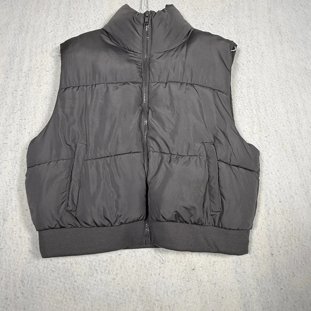 Madden Girl Kids Puffer Vest Gray Full Zip Quilted Sleeveless Jacket Large